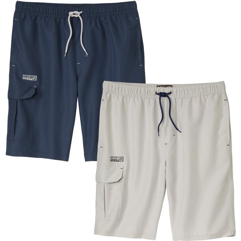 Sada 2 pohodlných bermúd z mikrovlákna Atlas For Men Modrá 63709384