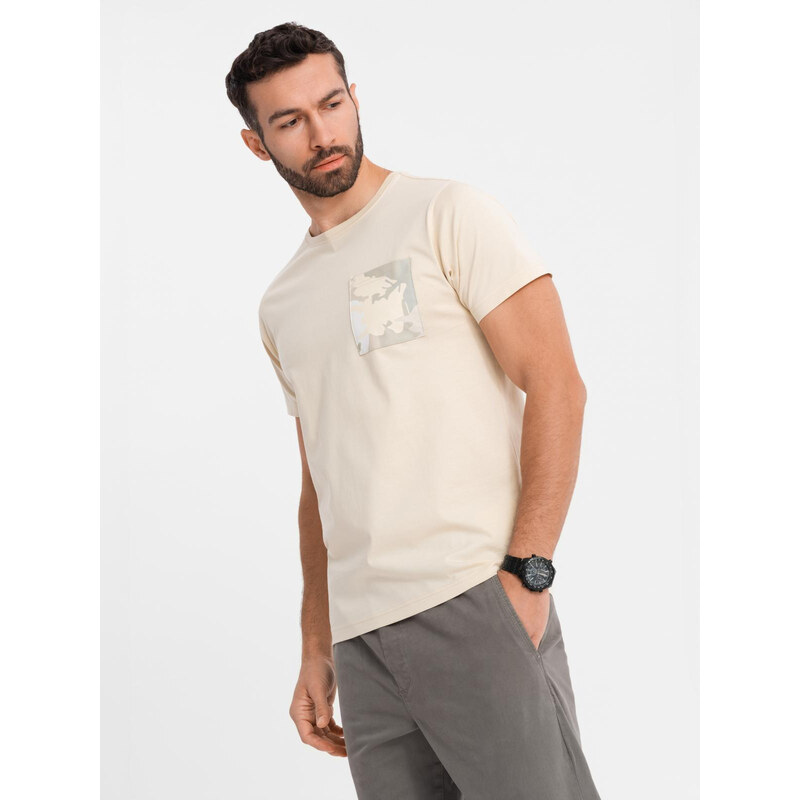 Ombre Mens cotton t-shirt with printed pocket - turquoise 64793273