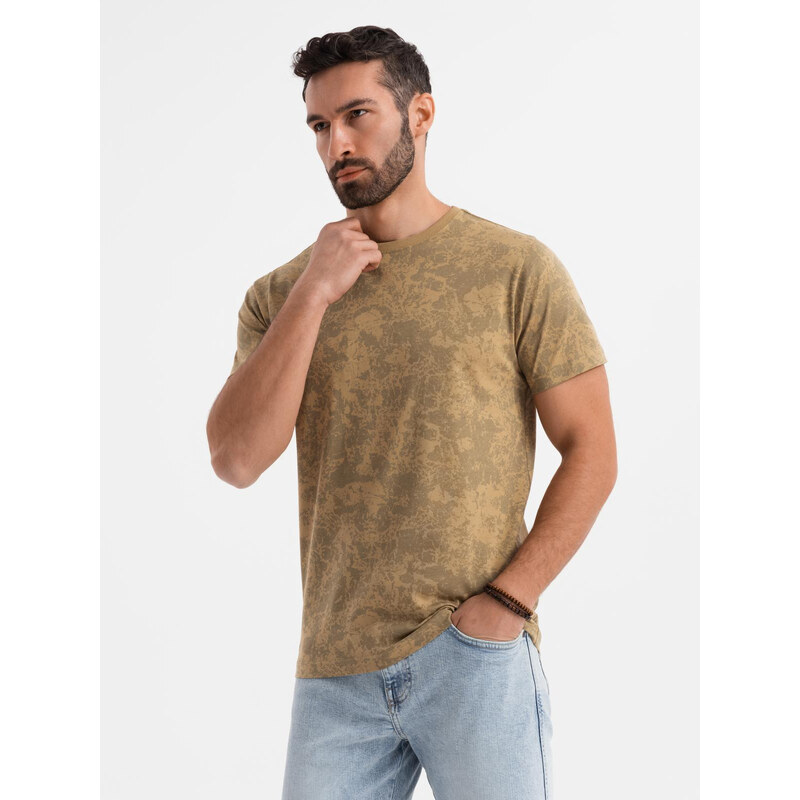 Ombre Mens patterned cotton short-sleeved T-shirt - olive 64793263