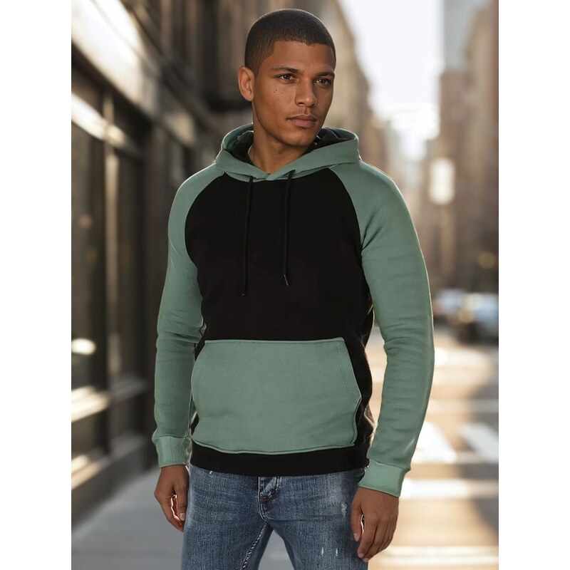 Dstreet Jedinečná čierno/zelená mikina s kapucňou 63717735