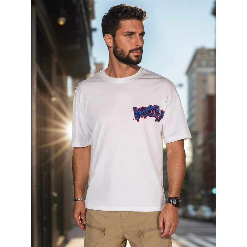 Dstreet Originálne biele tričko s výraznými nápismi 63717737