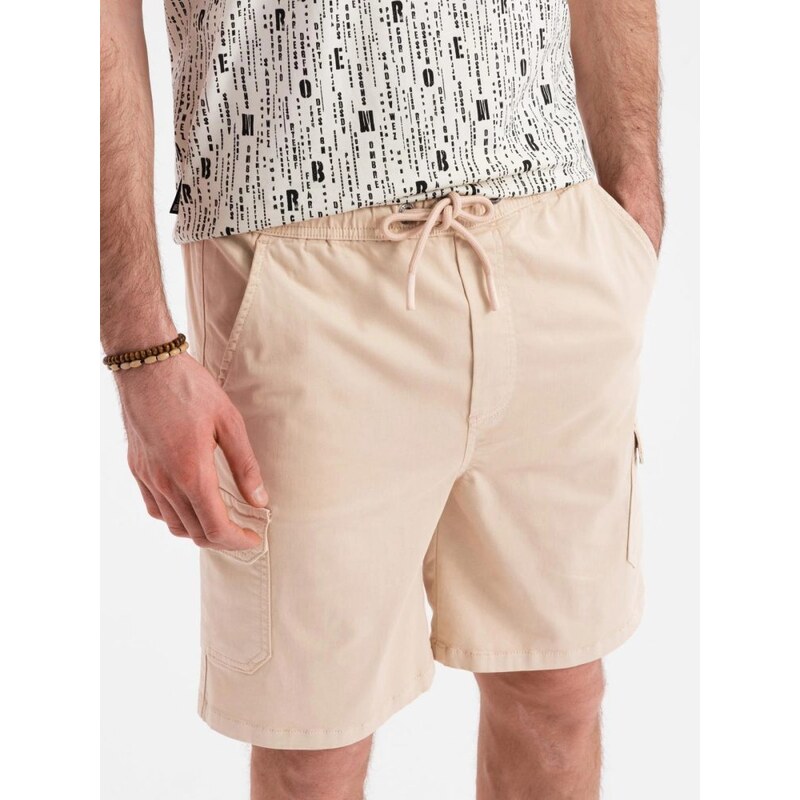 Ombre Clothing Jedinečné béžové kapsáčové kraťasy V3 SRCG-0190 63774236