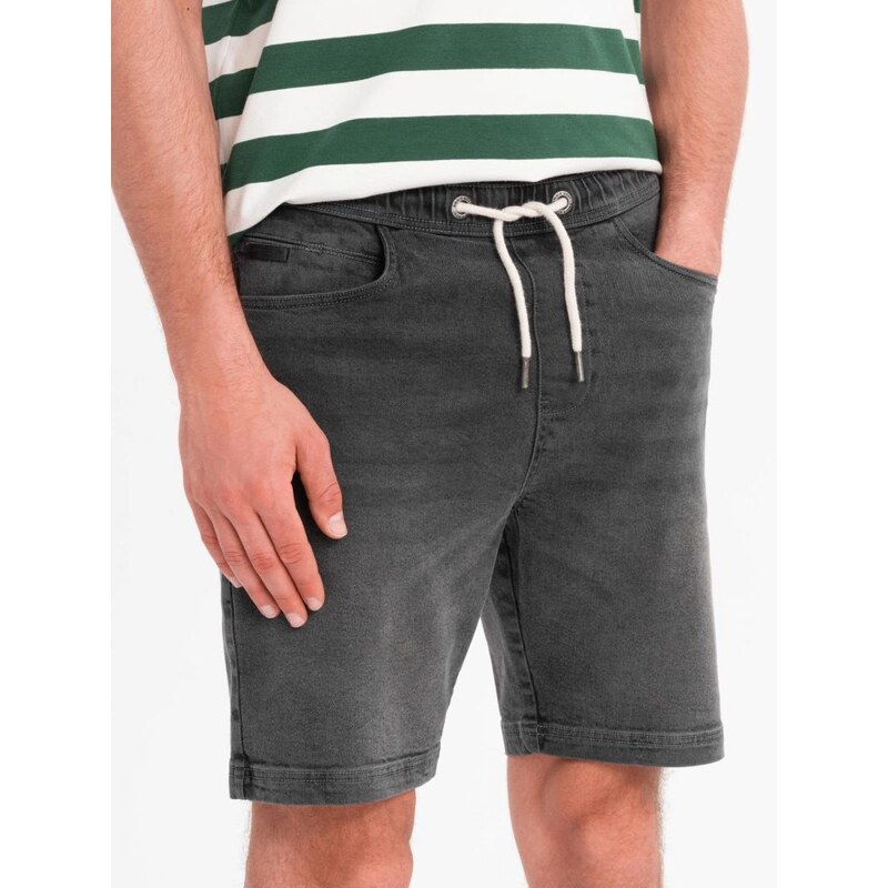 Ombre Clothing Pánske šedé rifľové kraťasy V3 SRDS-0192 63774242