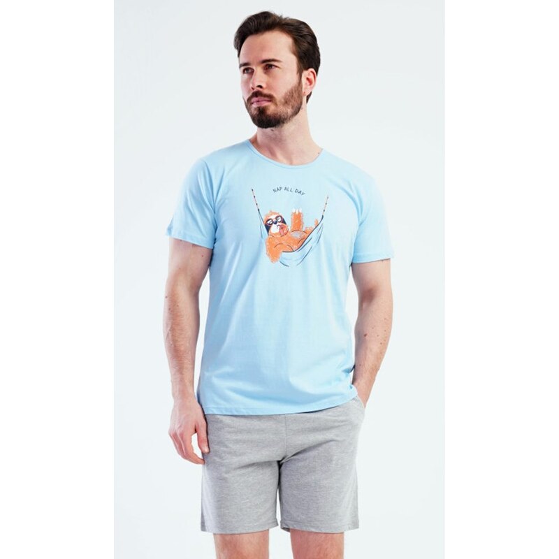 Svetlomodré krátke pánske pyžamo Leňochod 63751016