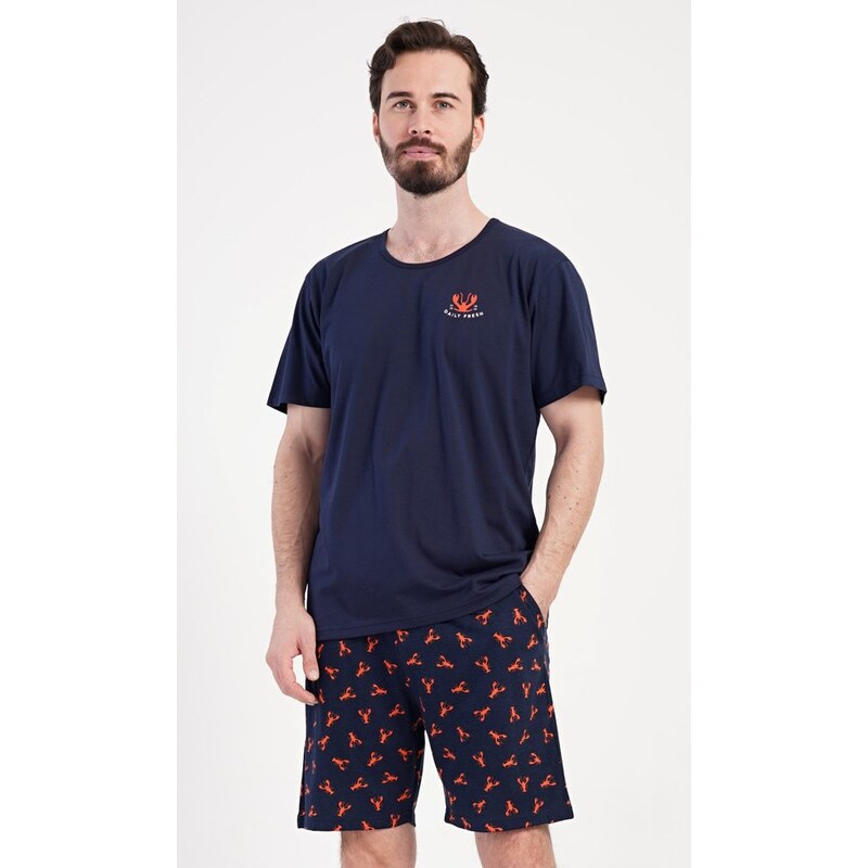 Tmavomodré krátke pánske pyžamo Rudolf 63751021