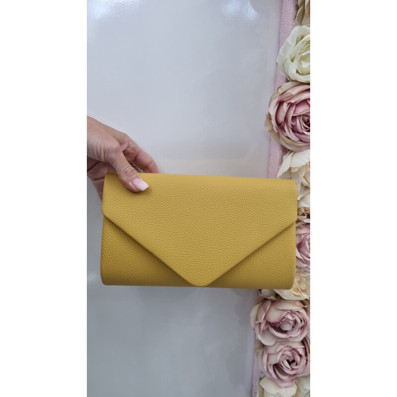 E-shop Katrins Fashion Spoločenská žltá listová kabelka
