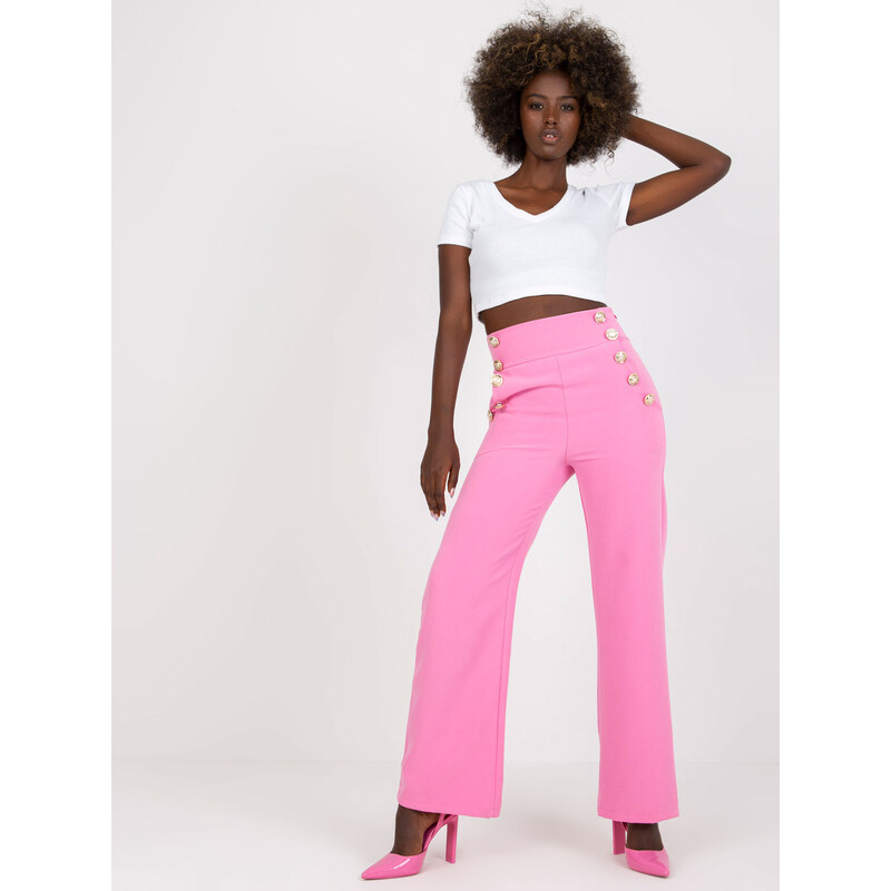 ITALY MODA Ružové zvonové nohavice s gombíkmi DHJ-SP-16008.01X-pink 66149111