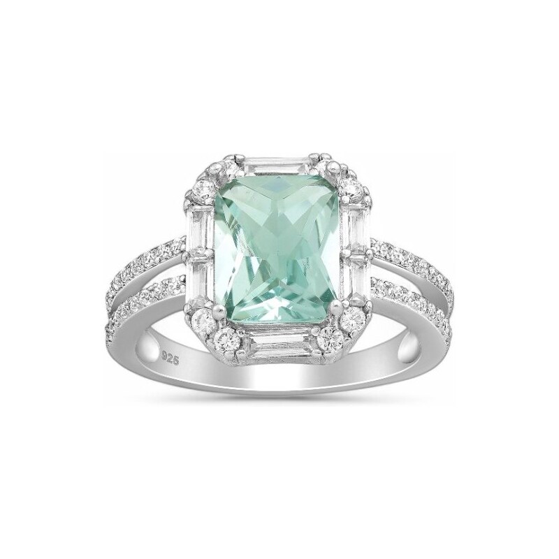 Strieborný prsteň Shahan SVETLO ZELENÝ 62040031