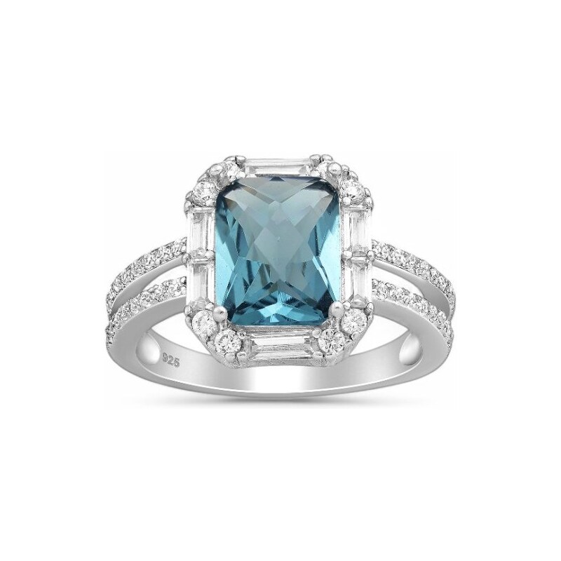 Strieborný prsteň Shahan SVETLO MODRÝ 62040029