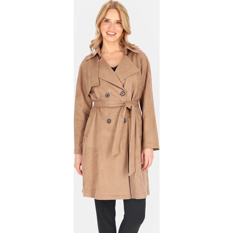 Perso Světle hnědý dámský dvouřadý kabát BLE 252325 F - Beige 63719394