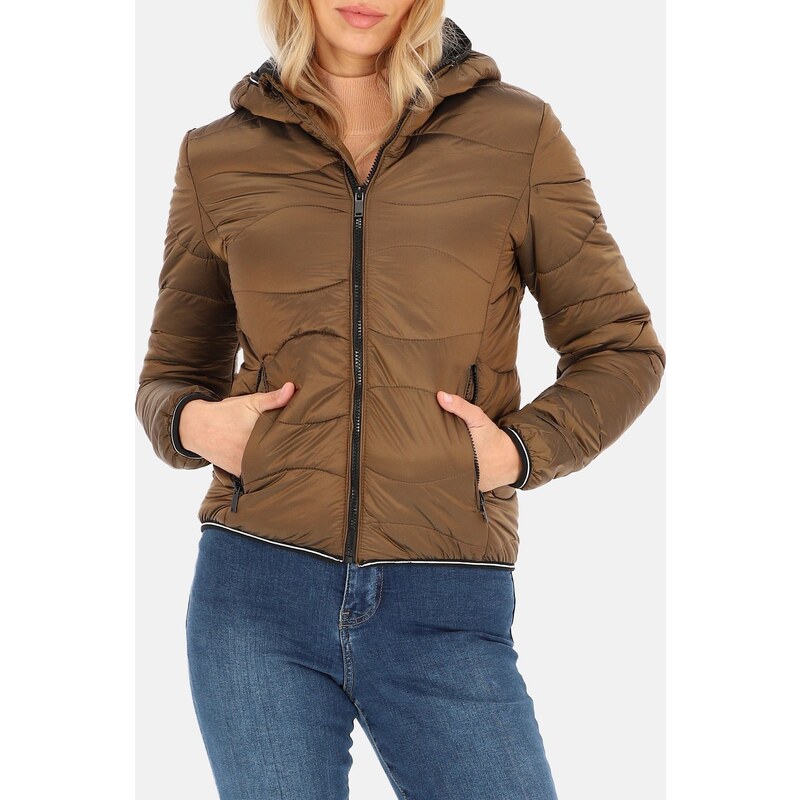 Perso Zlatá dámska krátka prechodová bunda s prešívaním BLH 91C0022 F - Gold