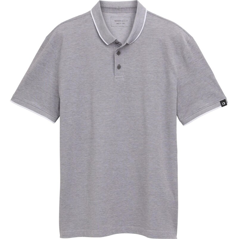 TOM TAILOR DENIM Tričko sivá melírovaná / biela 63724575