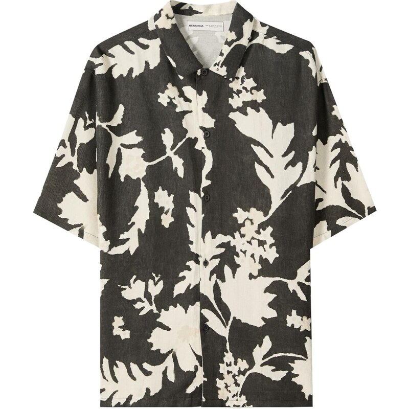 Bershka Košeľa čierna / biela 65879199
