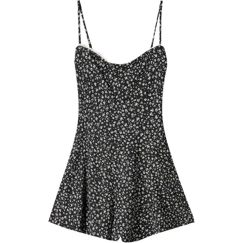 Bershka Overal čierna / biela 64382788