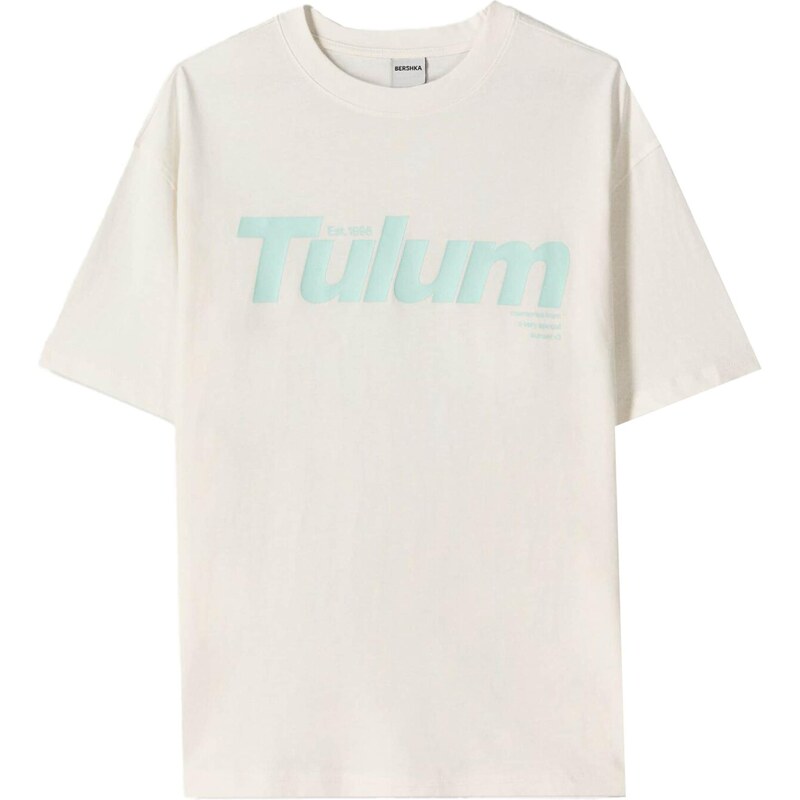 Bershka Tričko nebielená / svetlomodrá 65879137