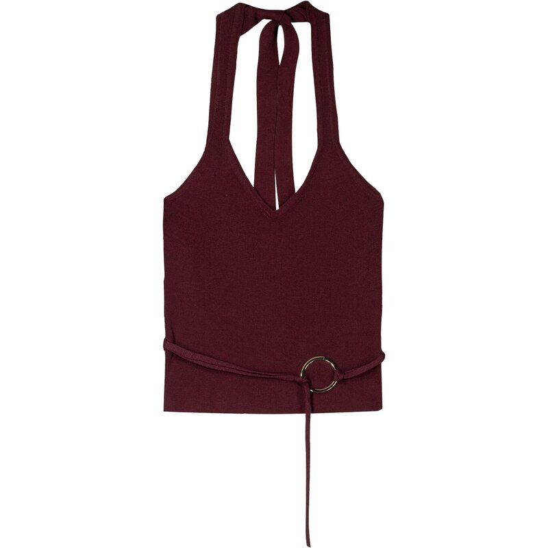 Bershka Vyšívaný top grenadínová 65979677