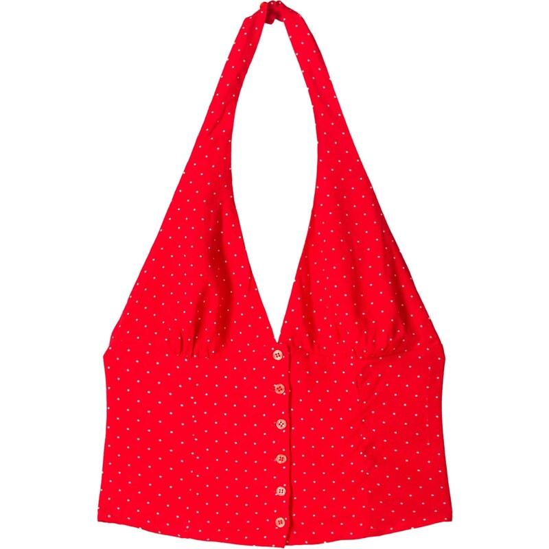 Bershka Top červená / biela 65879147