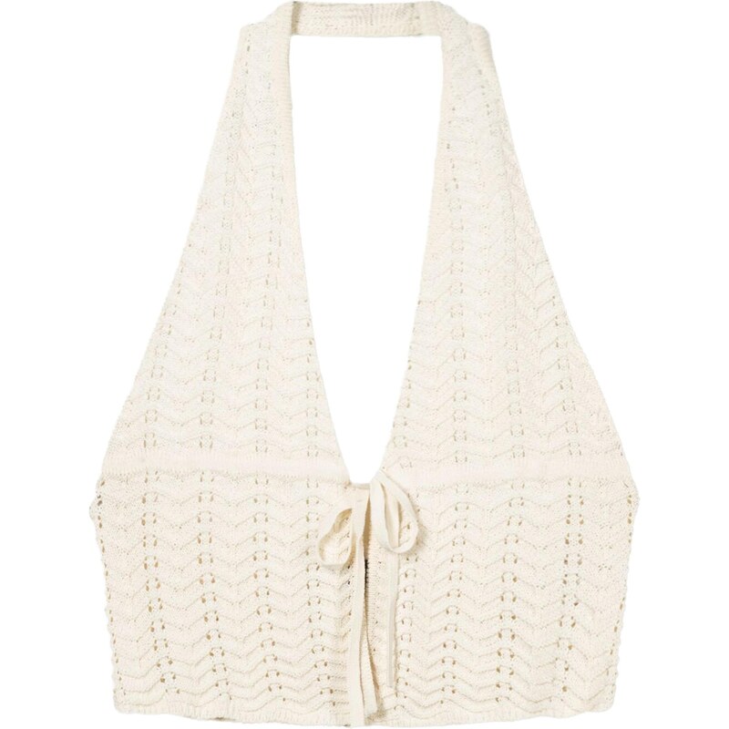 Bershka Vyšívaný top nebielená 65979678