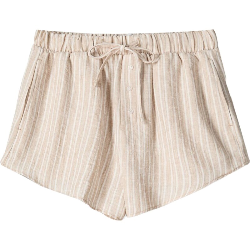 Bershka Nohavice pastelovo oranžová / biela 64427915