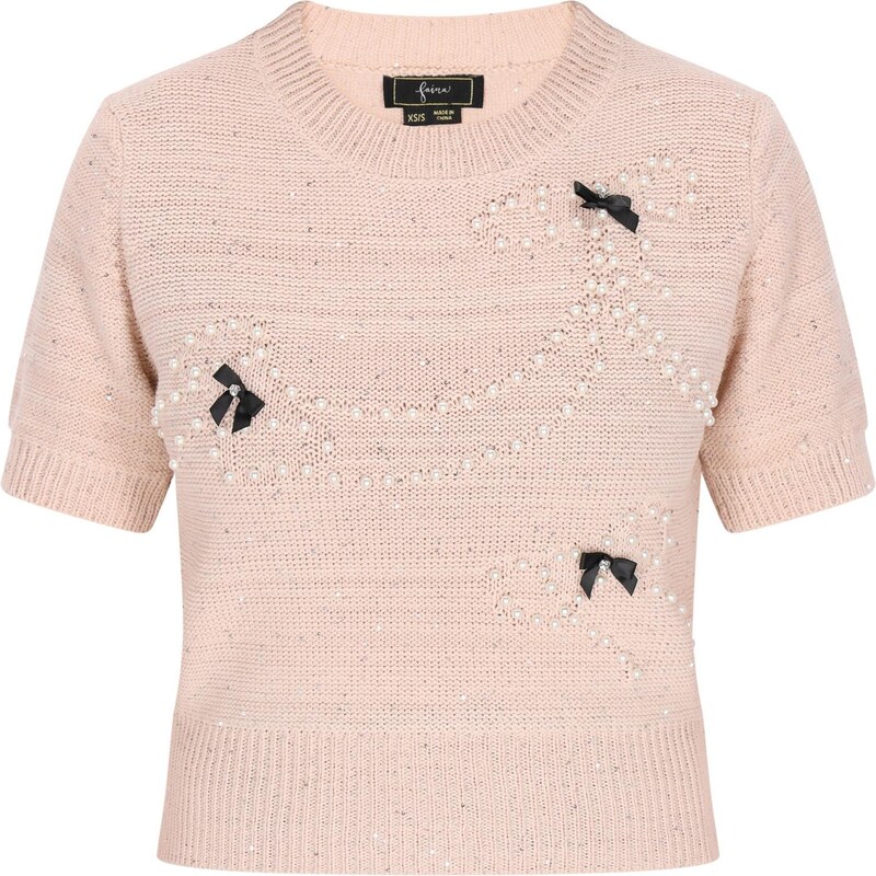 faina Sveter Fashion Look ružová / čierna / biela 65875037