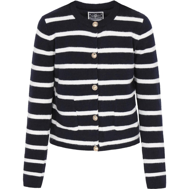DreiMaster Maritim Kardigán Classic Look námornícka modrá / biela 63741419