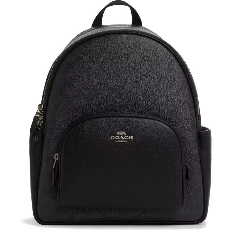COACH Batoh Court Backpack In Signature Canvas Gold Charcoal Black 63731058