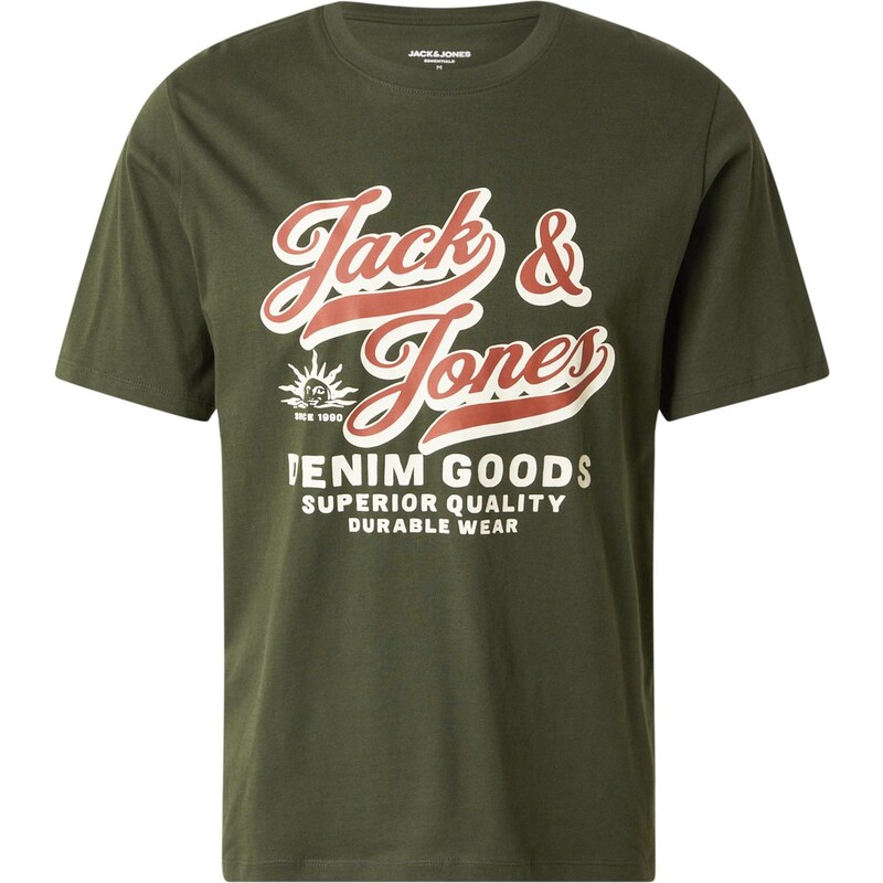 JACK & JONES Tričko olivová / tmavooranžová / biela 63734583
