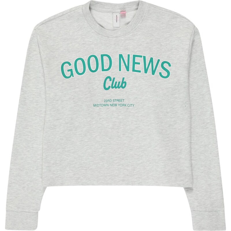 Vero Moda Girl Mikina VMMillie Linsey sivá melírovaná / smaragdová / 64008980