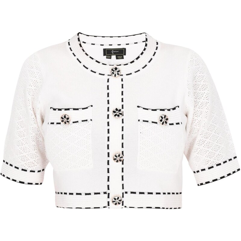 faina Kardigán Fashion Look čierna / šedobiela 65874980