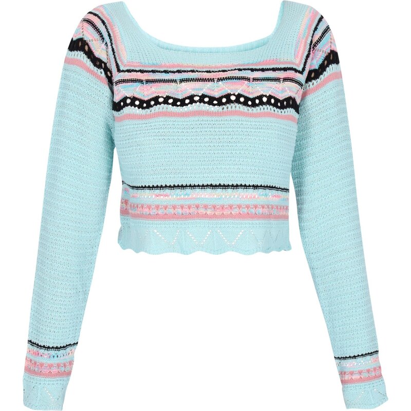 IZIA Sveter Boho tyrkysová / rosé / staroružová / čierna 65875071