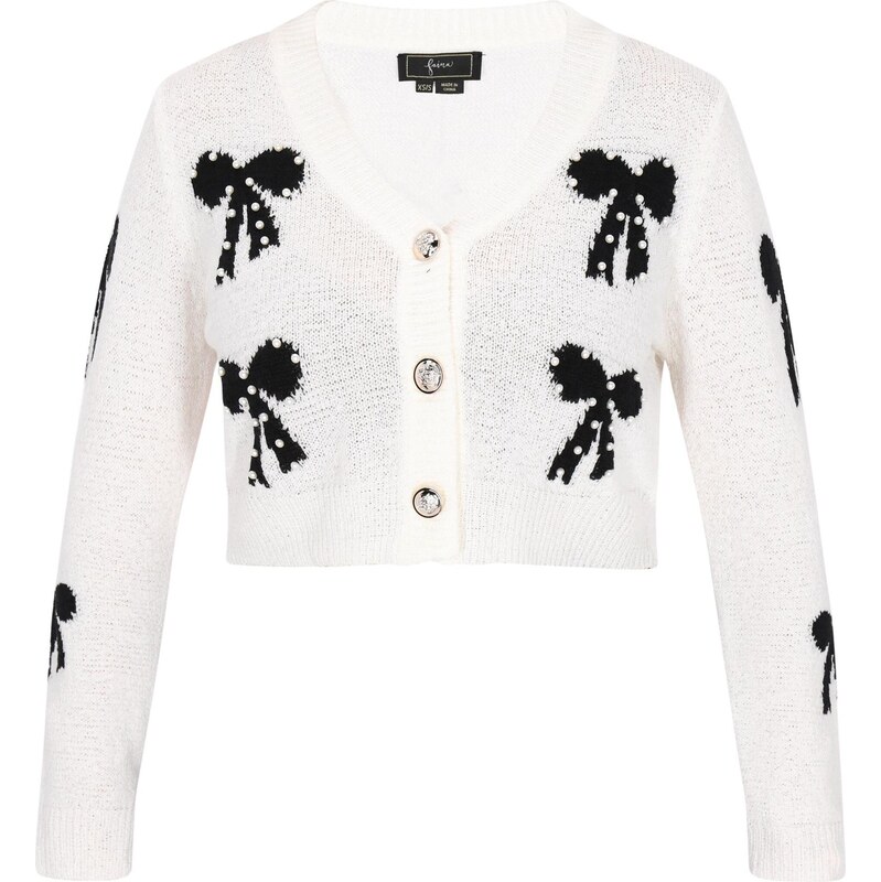 faina Kardigán Fashion Look čierna / šedobiela 65875102