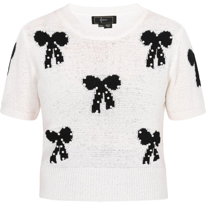 faina Sveter čierna / šedobiela 65875115