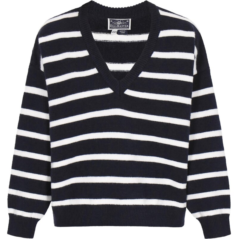 DreiMaster Maritim Sveter Classic Look námornícka modrá / biela 65645828