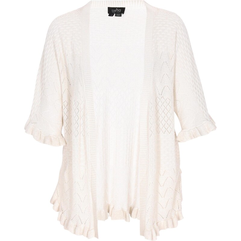 usha BLACK LABEL Kardigán Fashion Look šedobiela 65646006