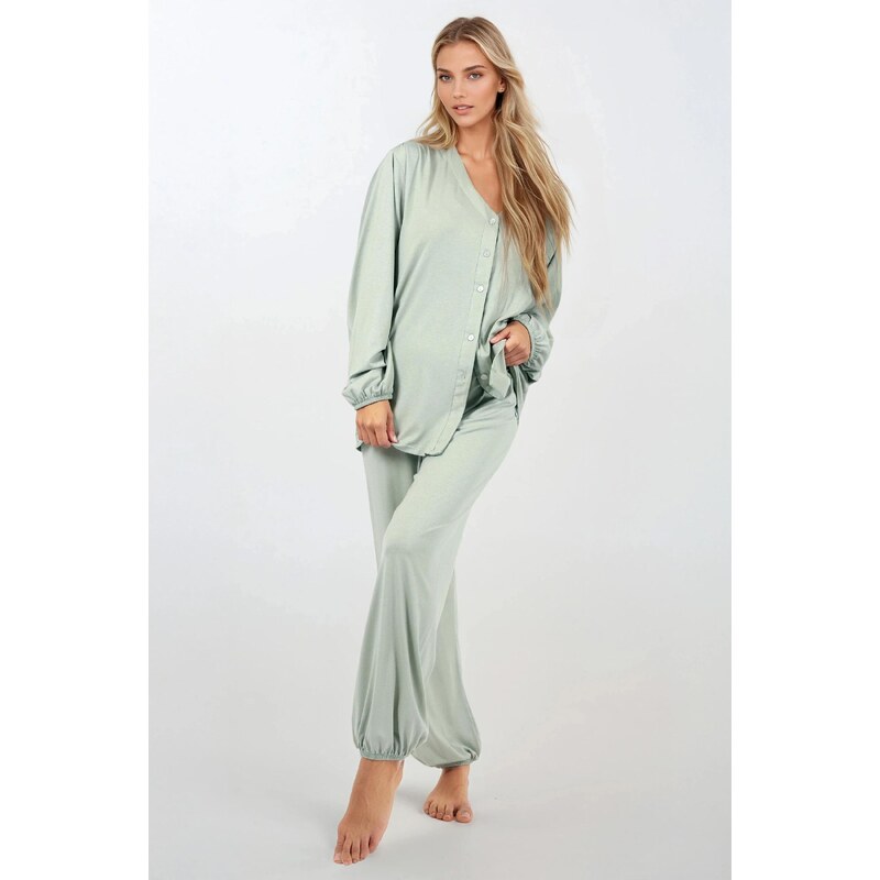 Momenti Per Me Luxusné pyžamo na gombíky Pure Harmony, Farba mätová 63035459