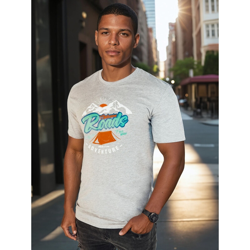 BASIC Sivé pánske tričko s potlačou RX5401 52671558