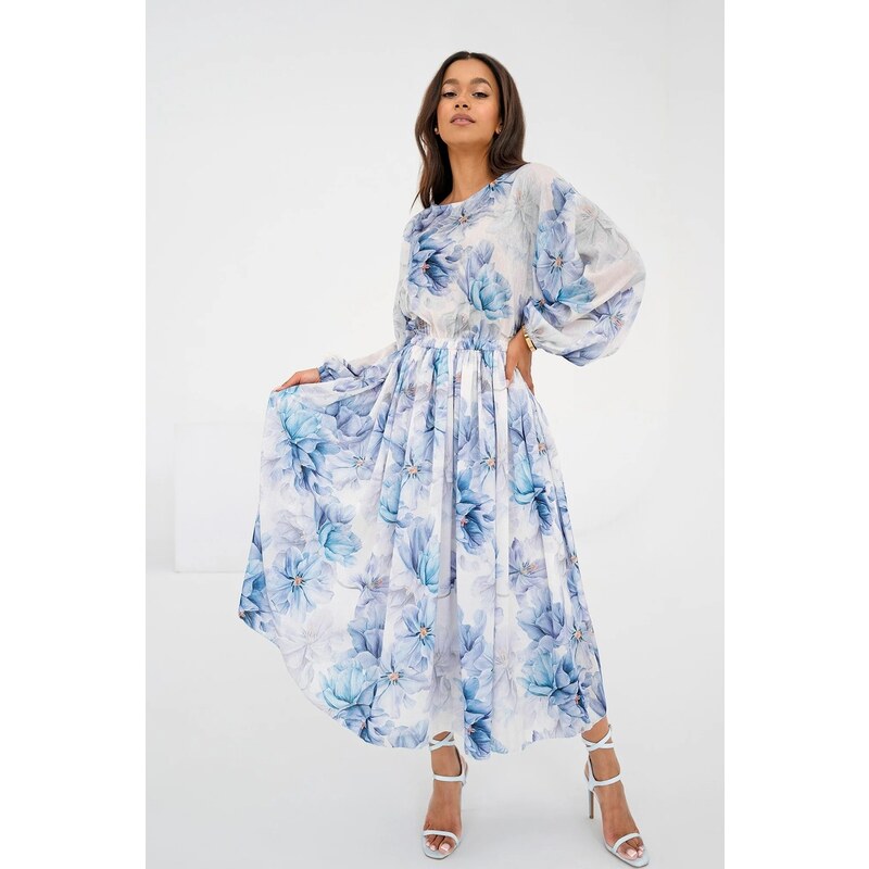 Mosquito Dámske kvetinové šaty Elvire Blue Flowers nebesky modré, 63741229