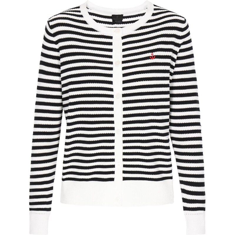 DreiMaster Klassik Kardigán Classic Look čierna / šedobiela 64087351