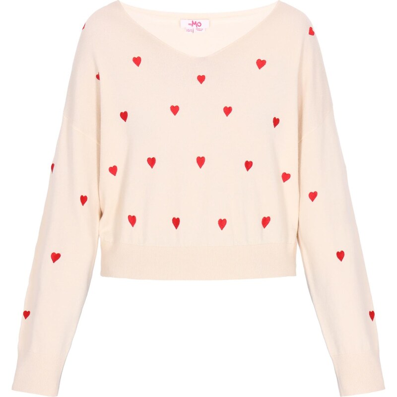 MYMO Sveter Comfy jasne červená / šedobiela 65875151