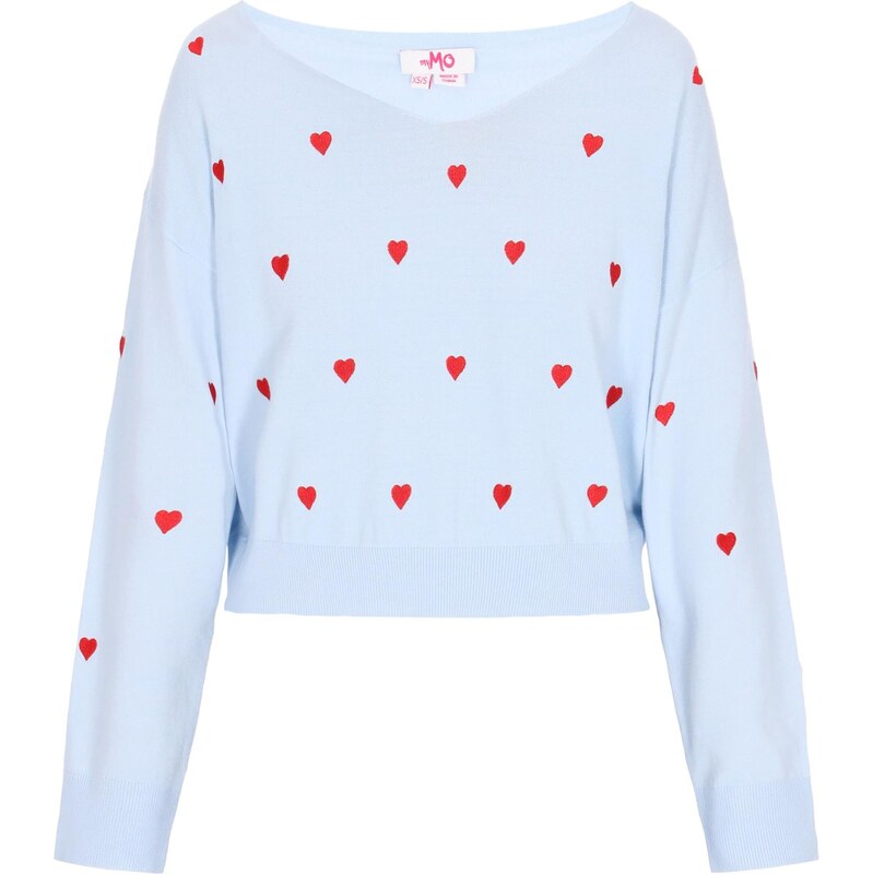 MYMO Sveter Comfy svetlomodrá / červená 65875157