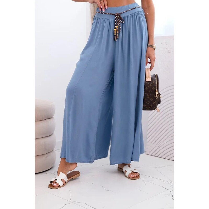 MladaModa Široké viskózové nohavice s viazaním v páse model 81733 64102068