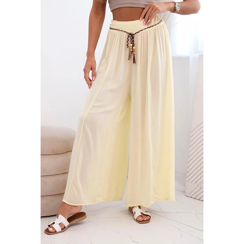 MladaModa Široké viskózové nohavice s viazaním v páse model 81733 64102070