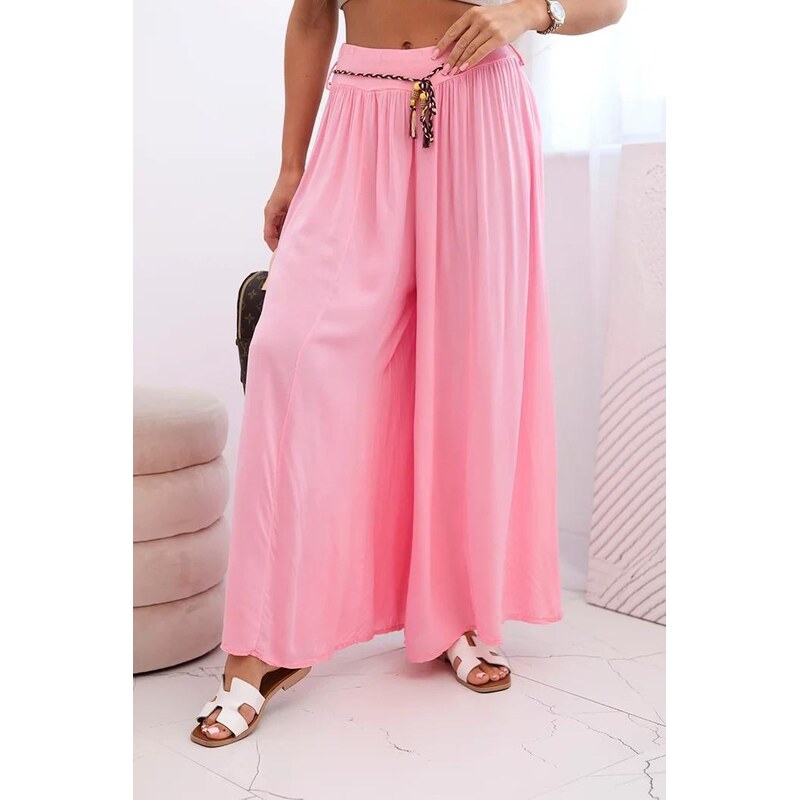 MladaModa Široké viskózové nohavice s viazaním v páse model 81733 64102075