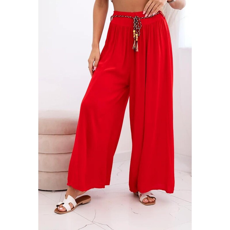 MladaModa Široké viskózové nohavice s viazaním v páse model 81733 64102077