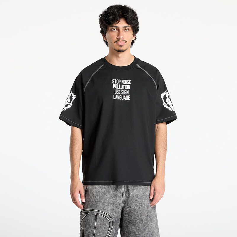 Tričko PLEASURES Pollution Boxy Raglan Black S 63750910