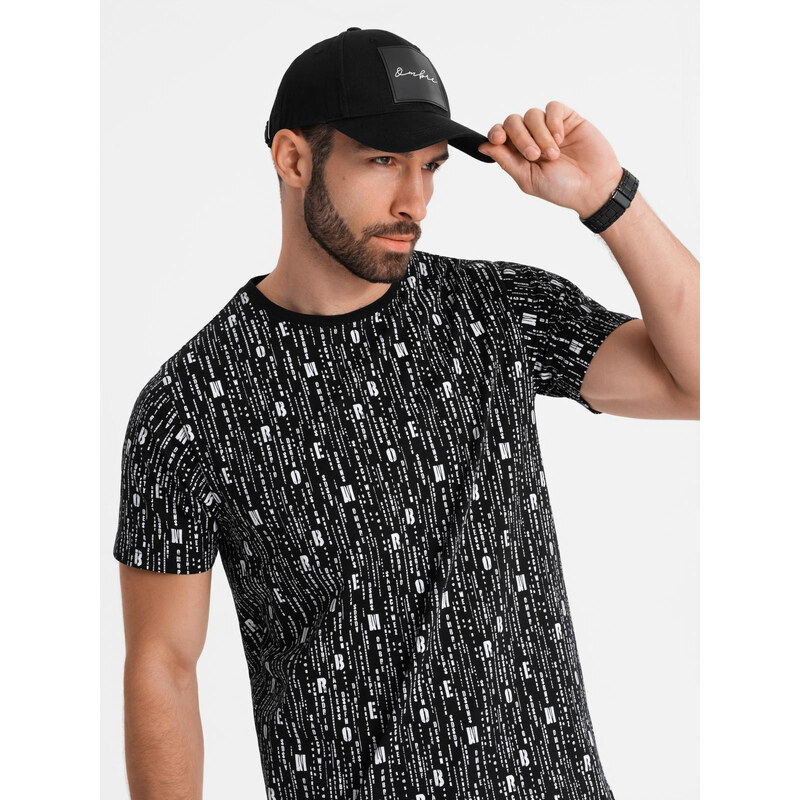 Ombre Cotton T-shirt with print and round neckline - black 64793278