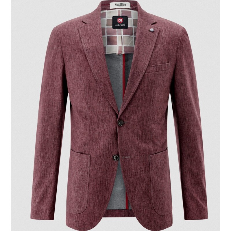 Pánske tmavočervené Jersey sako CLUB OF GENTS slim fit 63753264