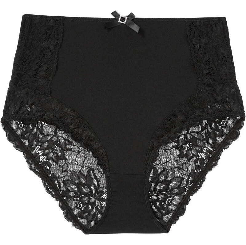 bonprix Vysoké nohavičky s čipkou, farba čierna 52799718