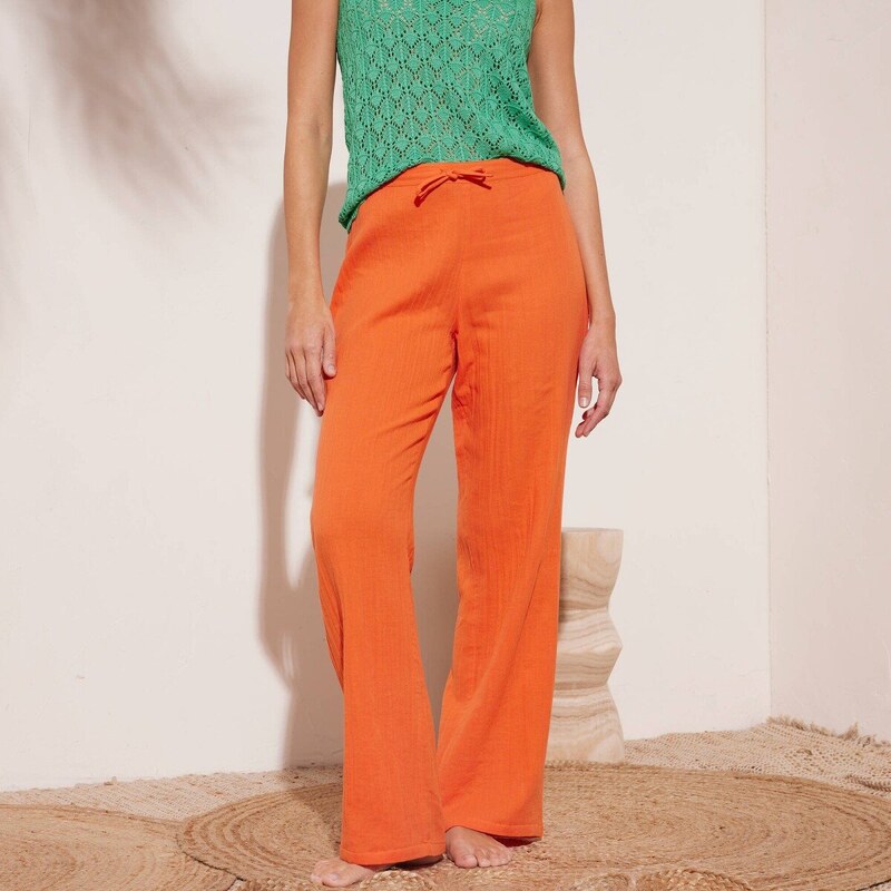 Široké mušelínové nohavice oranžová 038 Blancheporte 51515596