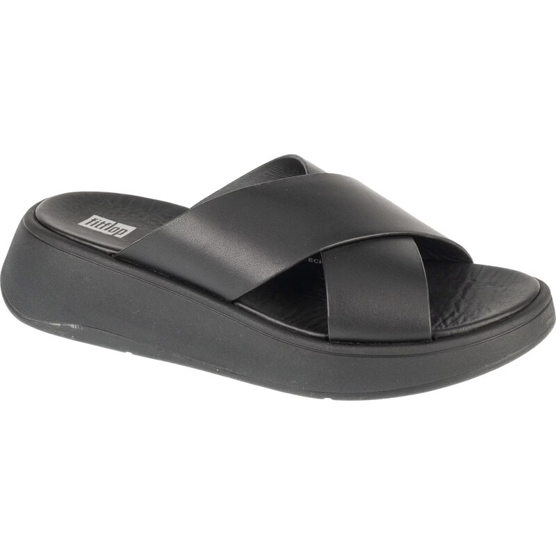 černé dámské pantofle na platformě FitFlop F-Mode Flatform FW5-090 63764104